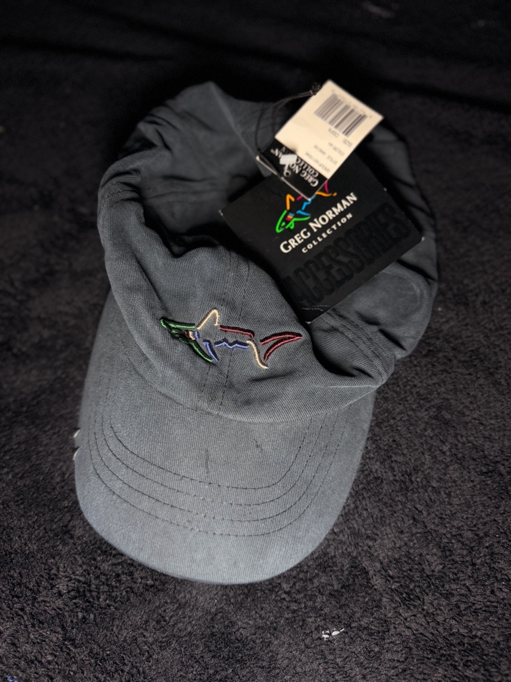 Greg Norman Collection Slate Gray Visor Cap with Multicolor Shark Logo
